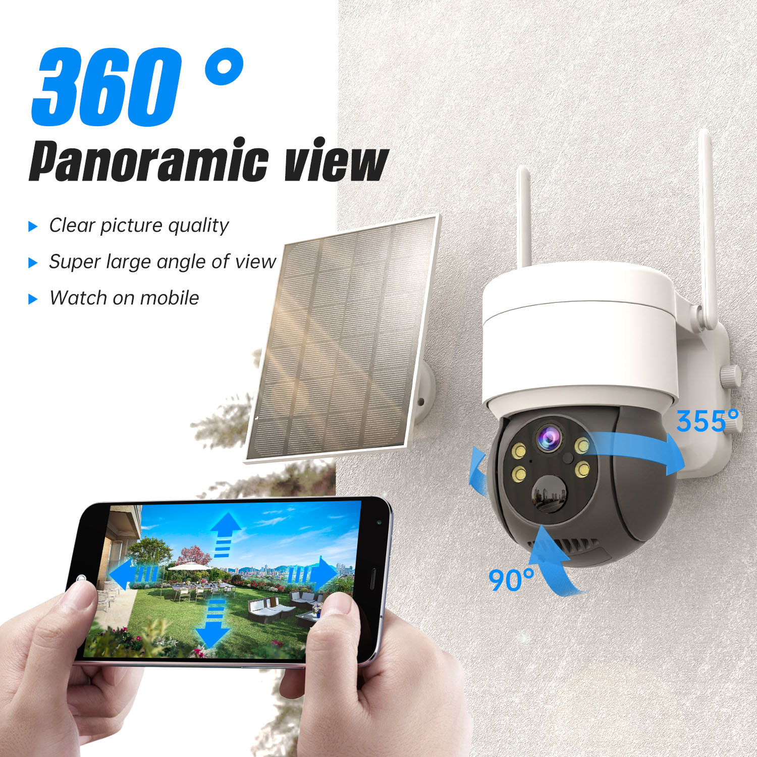 Camara Vigilancia WiFi Exterior Solar, CIP015