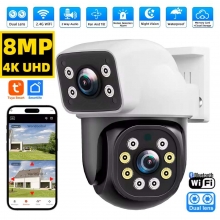 WIFI Cmara 4K 8MP PTZ, Lente Dual, cmara IP de Pantalla Dual de Exteriores, 4MP HD,CIP038