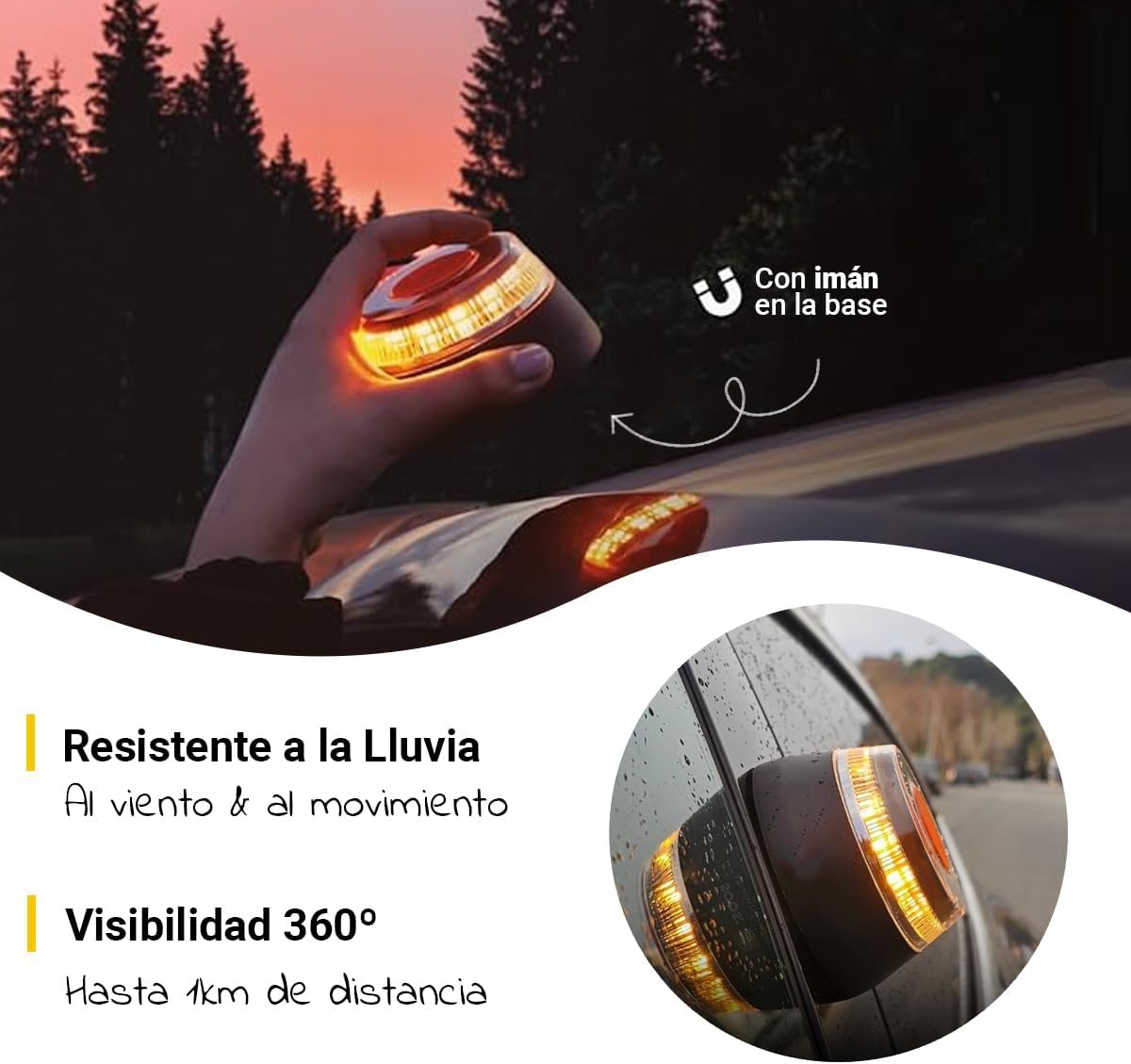 Luz Emergencia V16 Homologada DGT con Geolocalización, Baliza Coche Conectada DGT 3.0, Datos Incluidos hasta 12/2038