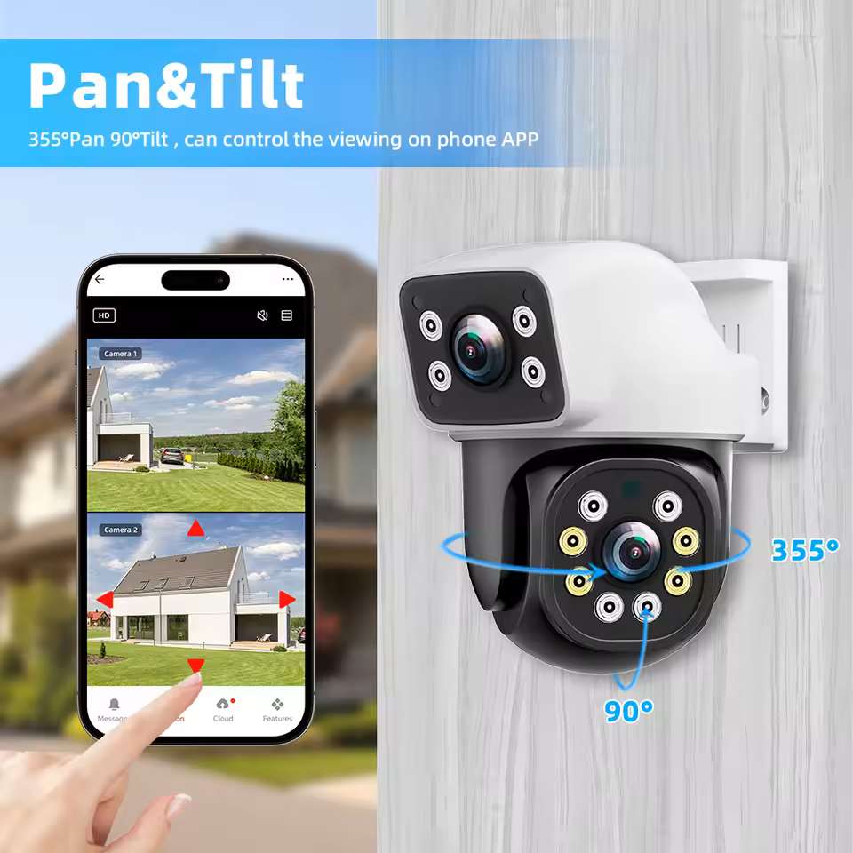 WIFI Cámara 4K 8MP PTZ, Lente Dual, cámara IP de Pantalla Dual de Exteriores, 4MP HD,CIP038
