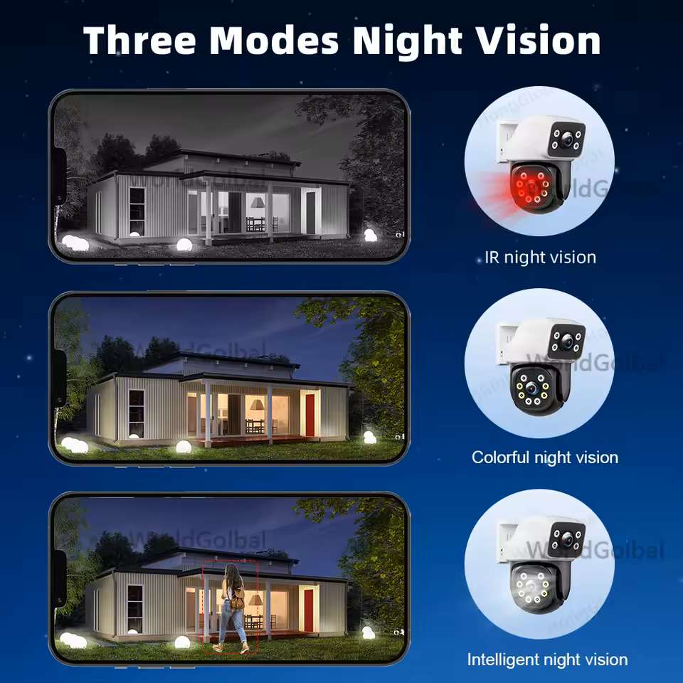 WIFI Cámara 4K 8MP PTZ, Lente Dual, cámara IP de Pantalla Dual de Exteriores, 4MP HD,CIP038
