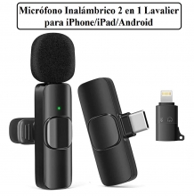 Micrófono Inalámbrico 2 en 1 Lavalier para iPhone/iPad/Android ,AAM067