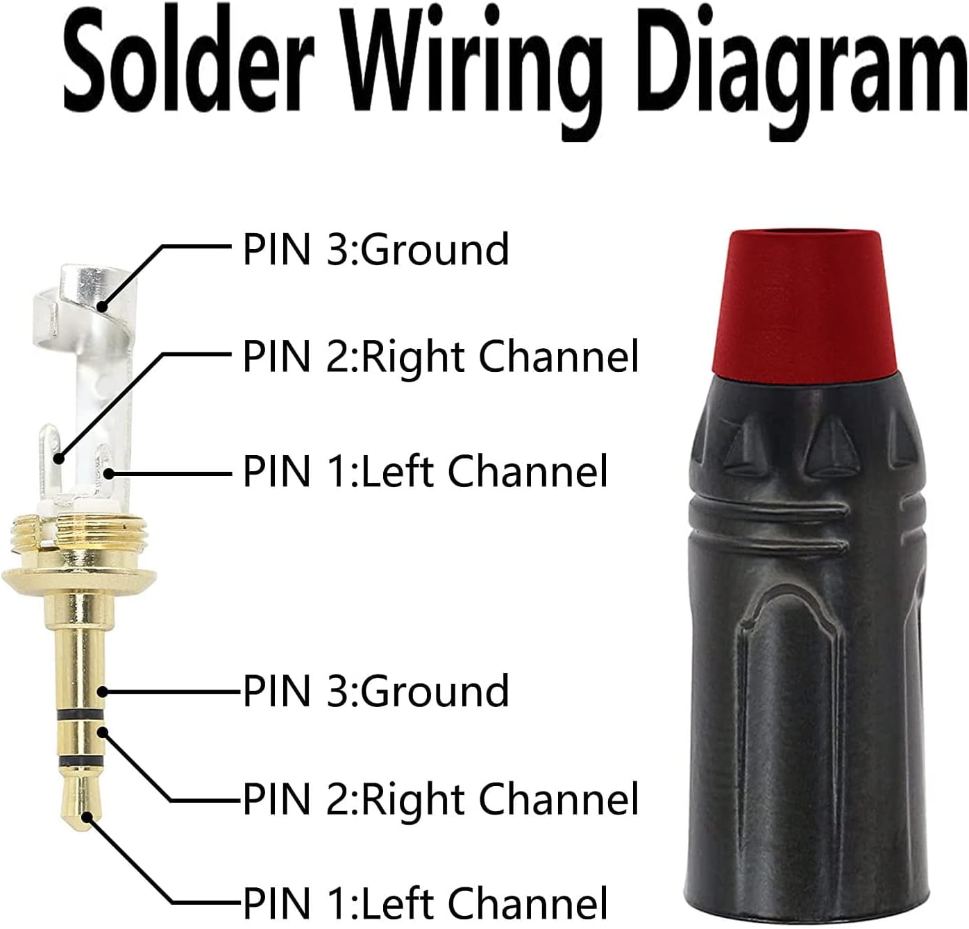 Enchufes estéreo de 3,5 mm Tipo Soldadura, conector de cable de audio DIY tipo soldadura de 1/8 