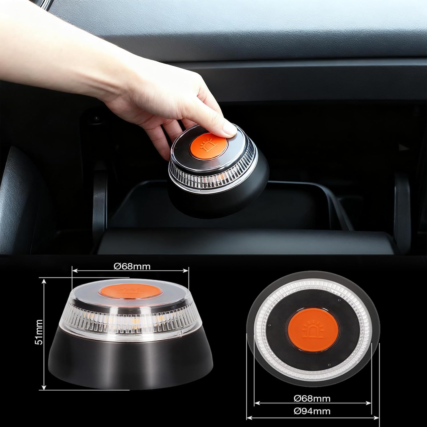 Luz Emergencia V16 Homologada DGT con Geolocalización, Baliza Coche Conectada DGT 3.0, Datos Incluidos hasta 12/2038