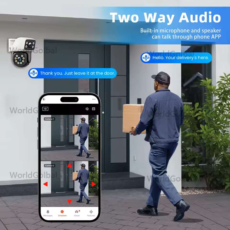 WIFI Cámara 4K 8MP PTZ, Lente Dual, cámara IP de Pantalla Dual de Exteriores, 4MP HD,CIP038